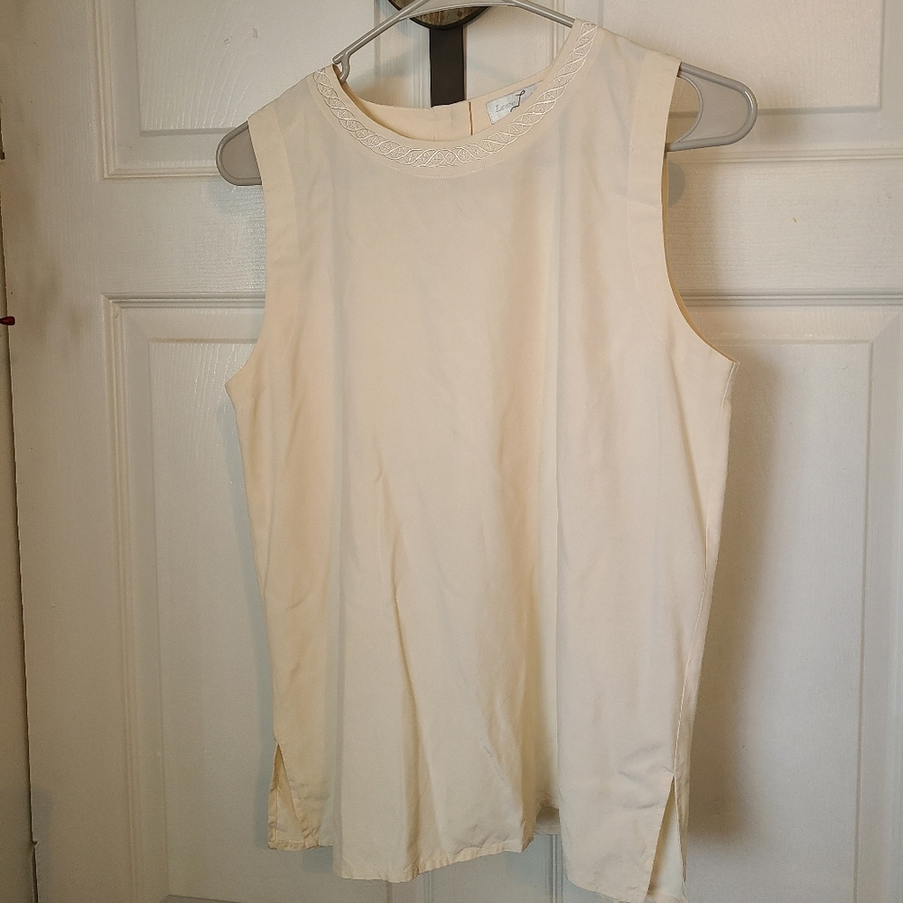 (1254) Laura Leigh Ltd. Women's Silk Top, Size: Small, White/Cream